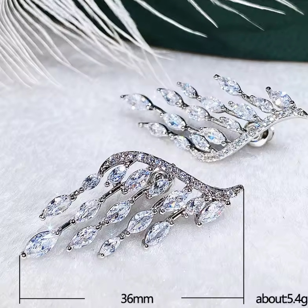 Marquise Cut Crystal Waterfall Silver Earrings - Picture 6 of 8